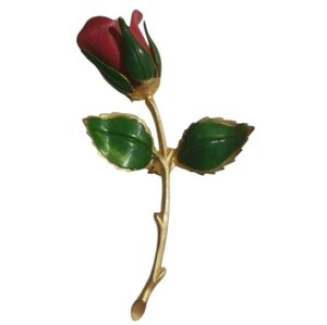 Gold Green Rose Brooch